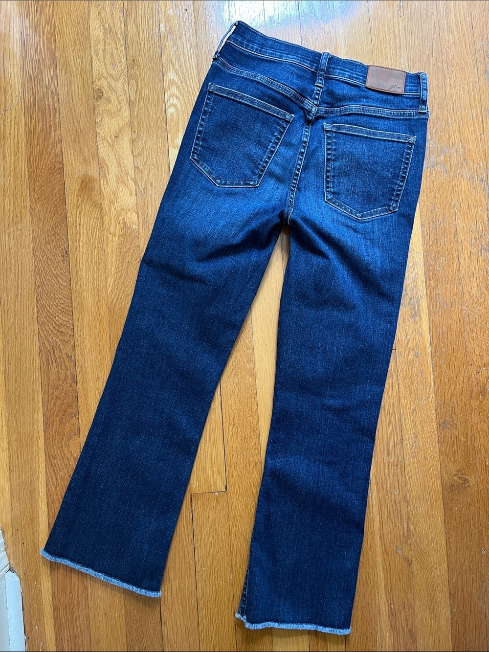 J.Crew Denim Billie Demi Boot Crop Dark Wash Raw Hem Button Fly Classic Jeans - Picture 9 of 14